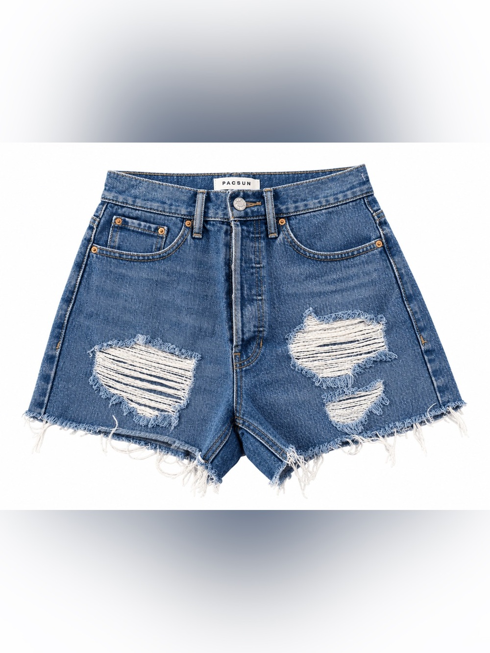 PacSun Blue Distressed High-Rise Denim Shorts